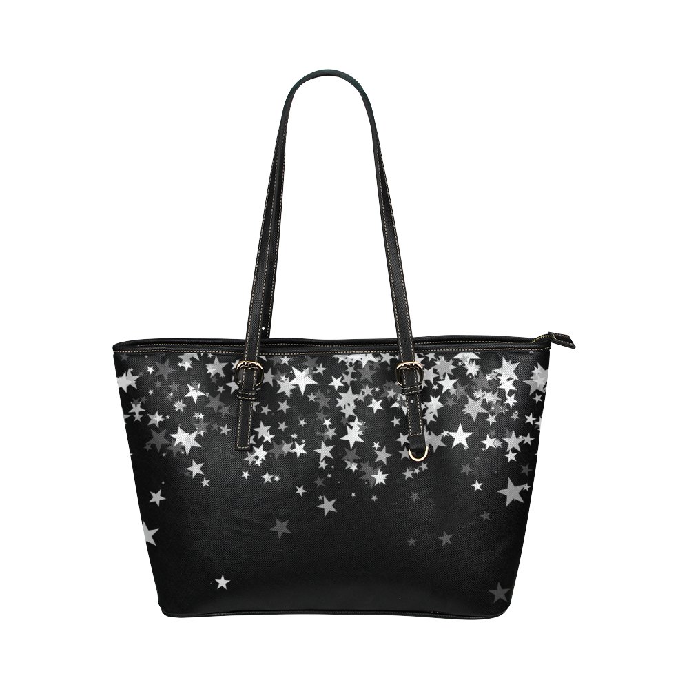 bolso de mano  noche estrellada Leather Tote Bag/Small (Model 1651)