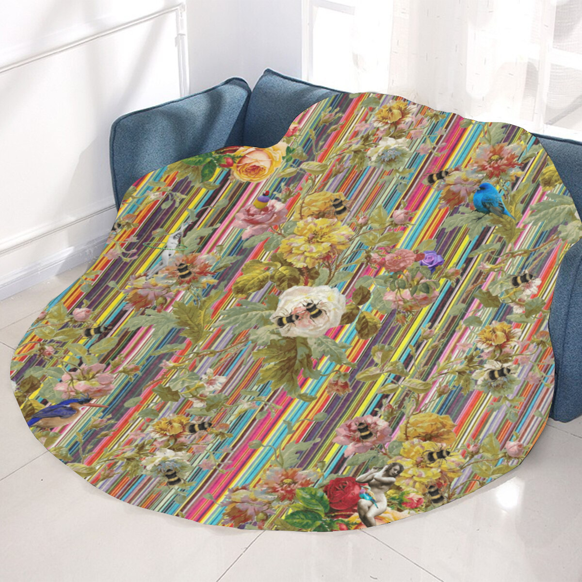Summer Garden Circular Ultra-Soft Micro Fleece Blanket 60"