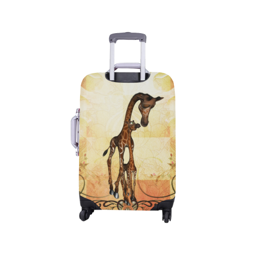 Cute giraffe mum with baby Luggage Cover/Small 18"-21"