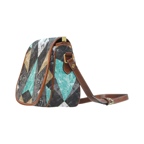 Marble Geometric Background G430 Saddle Bag/Large (Model 1649)