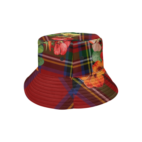 Tartan and Nasturtiums All Over Print Bucket Hat
