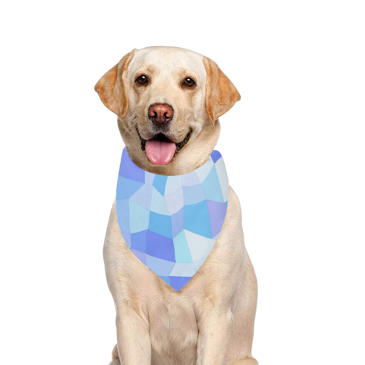 Bright Blues Mosaic Pet Dog Bandana/Large Size