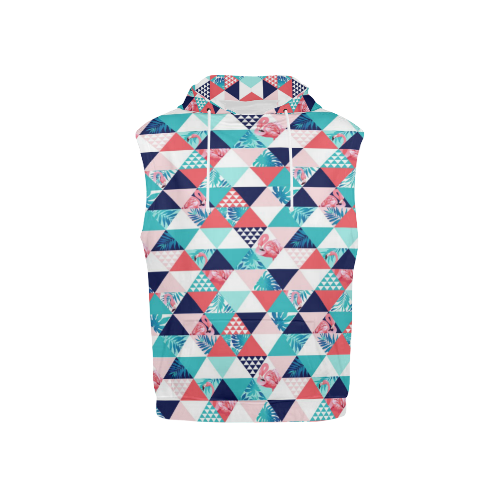 Flamingo Triangle Pattern All Over Print Sleeveless Hoodie for Kid (Model H15)