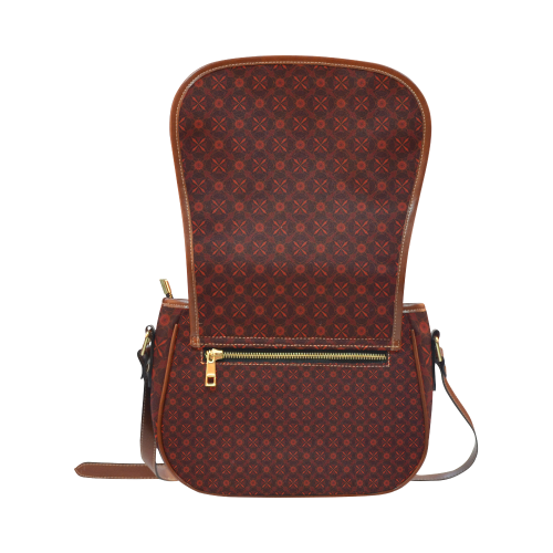 Brown Geometric Pattern Saddle Bag/Small (Model 1649) Full Customization