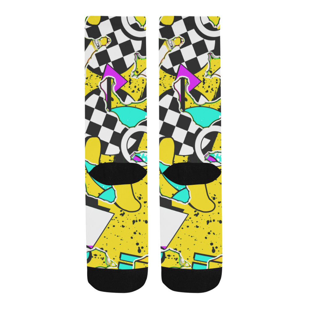Shapes on a yellow background Trouser Socks