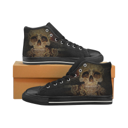 Steampunk Alchemist Mage Roses Celtic Skull halfto Women's Classic High Top Canvas Shoes (Model 017)