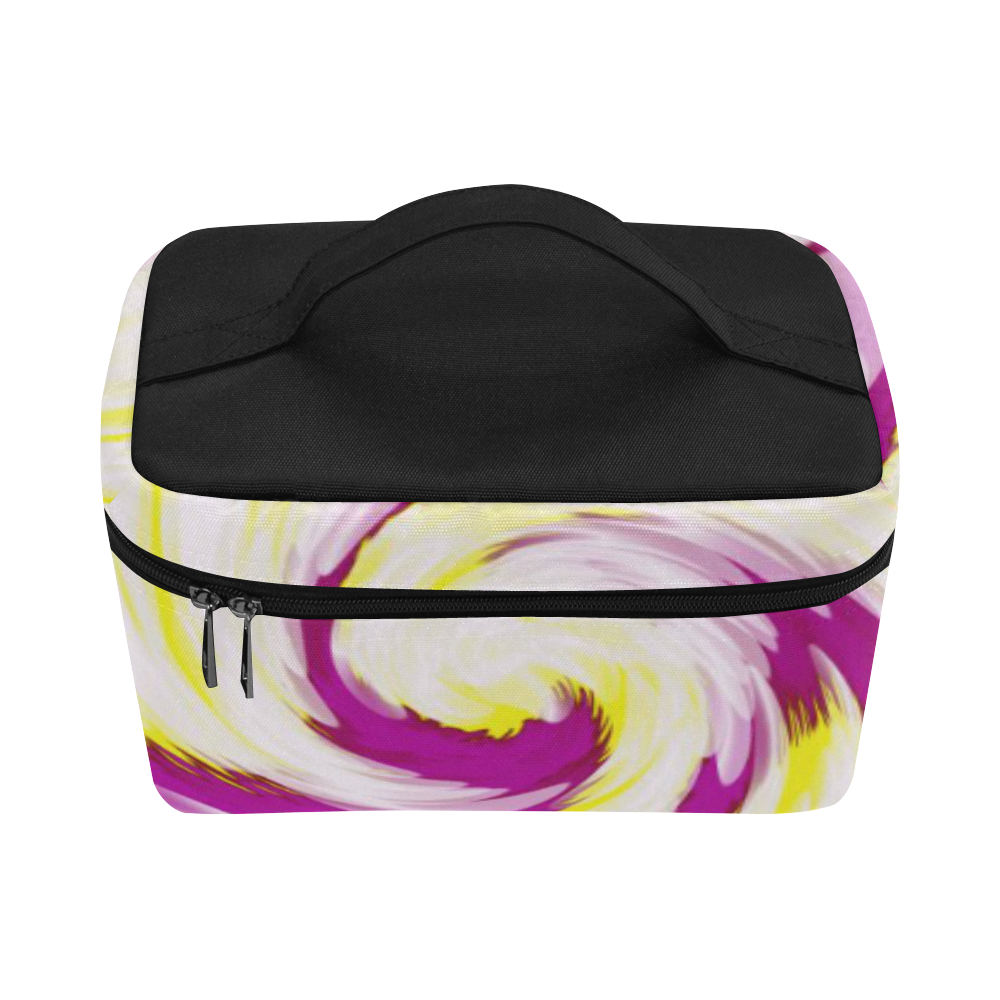 Pink Yellow Tie Dye Swirl Abstract Cosmetic Bag/Large (Model 1658)