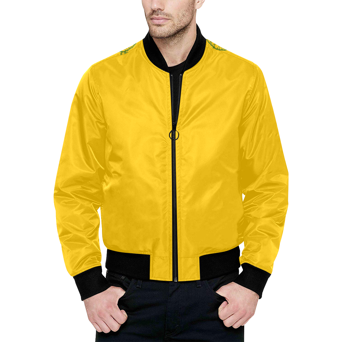 rasta nouveau (Yellow) All Over Print Quilted Bomber Jacket for Men (Model H33)