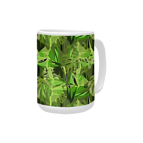 Tropical Jungle Leaves Camouflage Custom Ceramic Mug (15OZ)