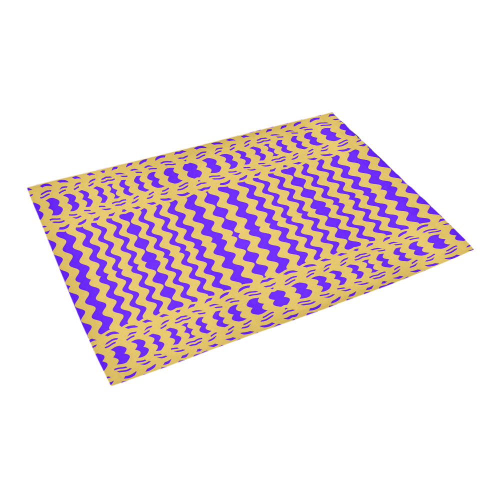Purple Yellow Modern  Waves Lines Azalea Doormat 24" x 16" (Sponge Material)