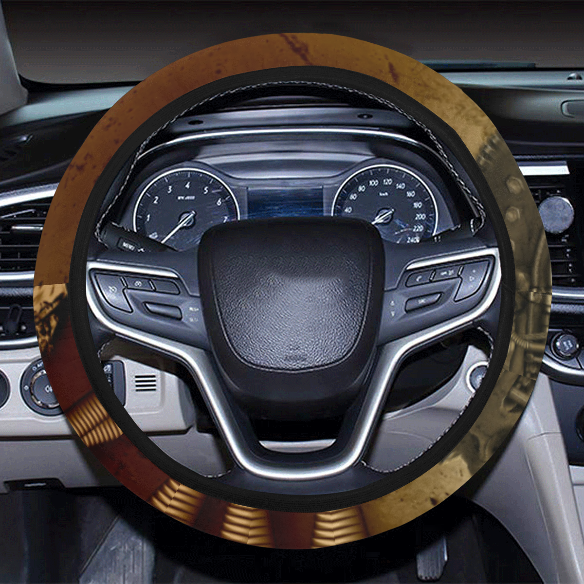 Mechanical skull Steering Wheel Cover with Elastic Edge