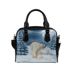 Polar bear mum with polar bear cub Shoulder Handbag (Model 1634)