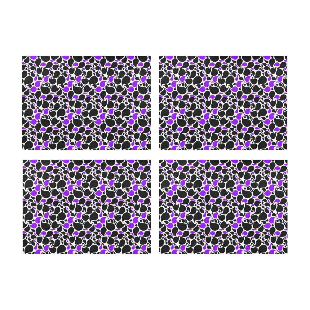 purple black paisley Placemat 14’’ x 19’’ (Set of 4)