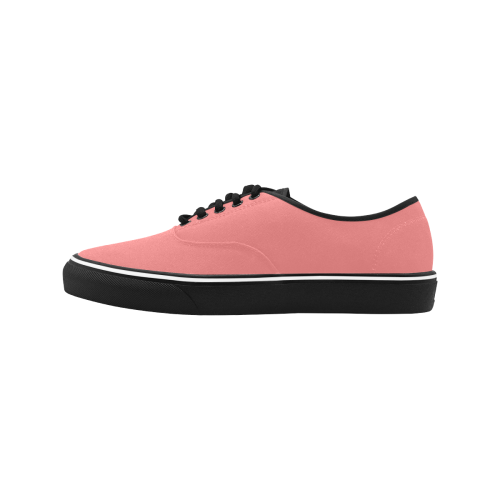 color light coral Classic Men's Canvas Low Top Shoes (Model E001-4)