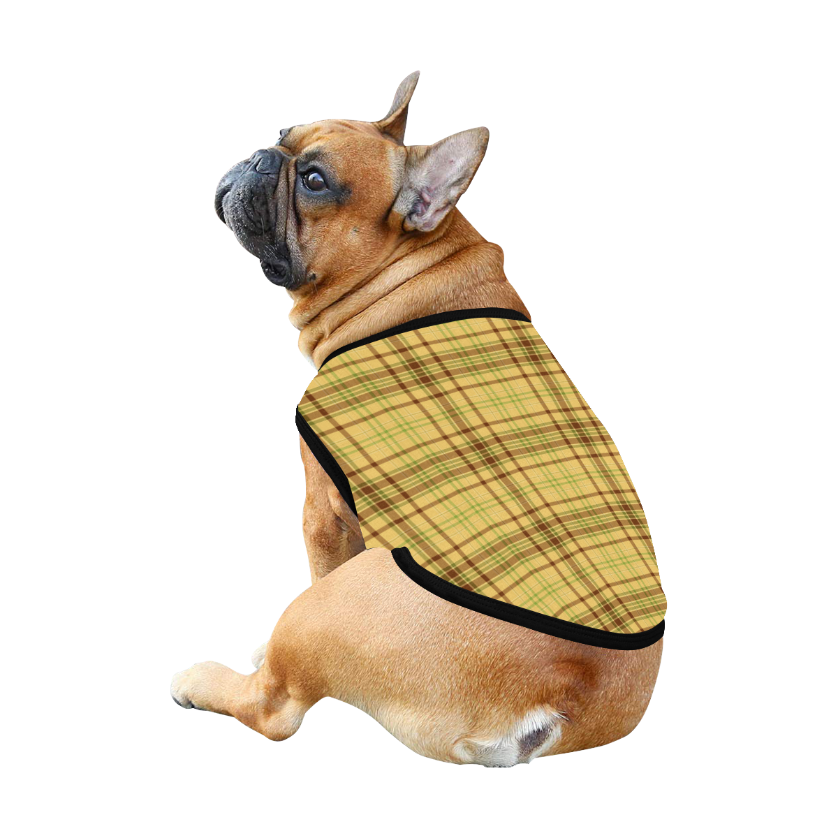 Yellow Brown Plaid All Over Print Pet Tank Top