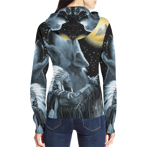 Embrace The Wolf Spirit All Over Print Full Zip Hoodie for Women (Model H14)