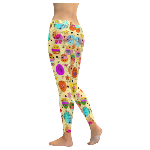Egg Popart by Nico Bielow Women's Low Rise Leggings (Invisible Stitch) (Model L05)