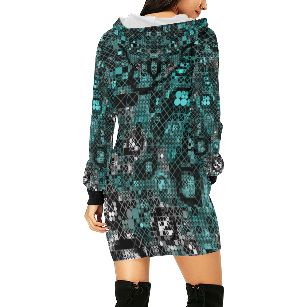 funny mix of shapes  by JamColors All Over Print Hoodie Mini Dress (Model H27)