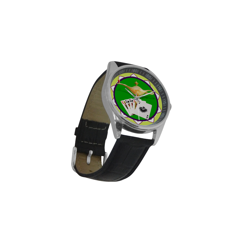 LasVegasIcons Poker Chip - Magic Lamp Men's Casual Leather Strap Watch(Model 211)