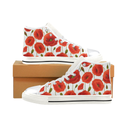 Poppy Pattern High Top Canvas Women's Shoes/Large Size (Model 017)