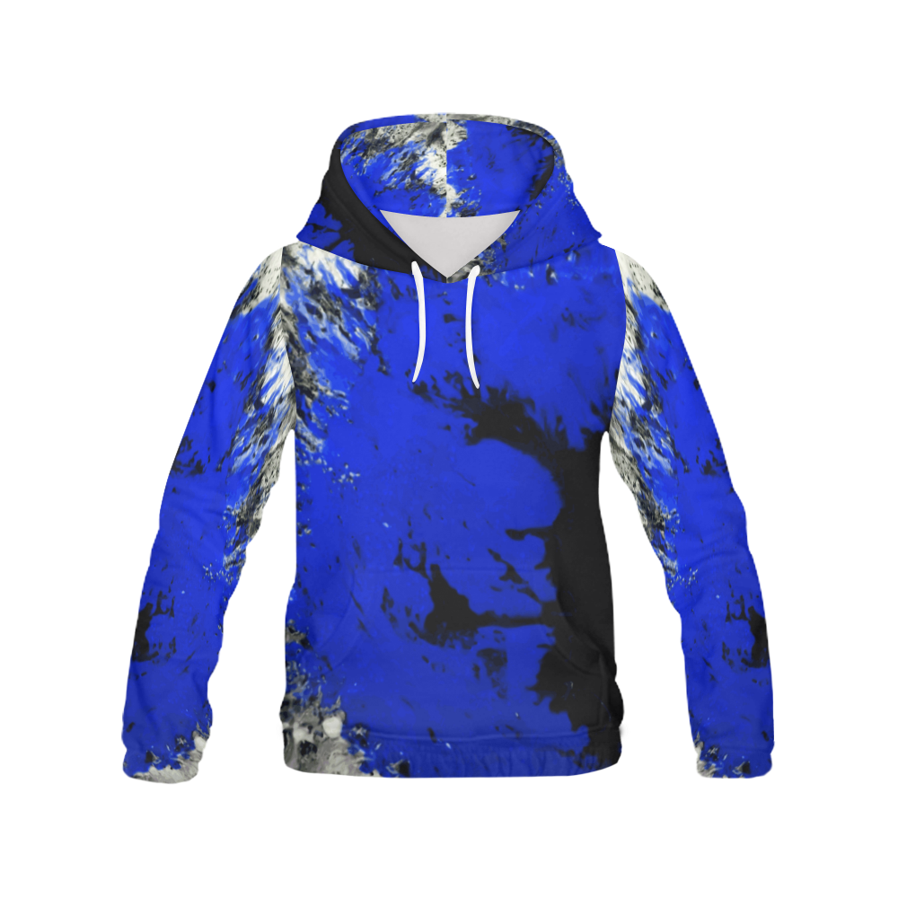 Luminous Gore (blue) - blue black white grey silver abstract splash All Over Print Hoodie for Men (USA Size) (Model H13)