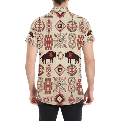 American Native Buffalo Men's All Over Print Short Sleeve Shirt/Large Size (Model T53)