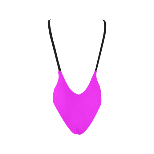Bright Neon Pink - Black Trim Sexy Low Back One-Piece Swimsuit (Model S09)