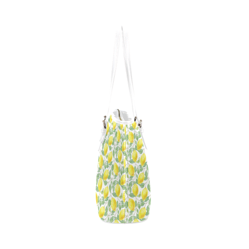Lemons And Butterfly Leather Tote Bag/Small (Model 1651)