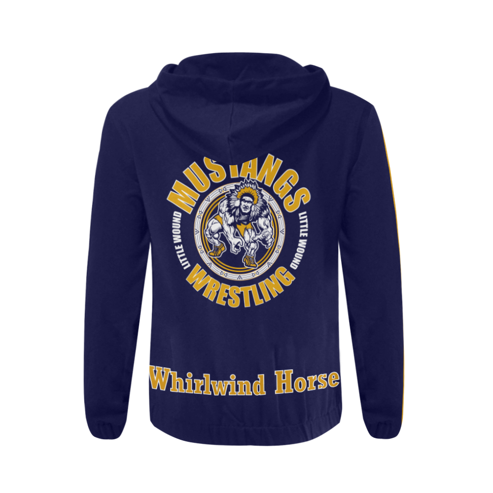 Little Wound Mustangs Whirlwind Horse All Over Print Full Zip Hoodie for Men/Large Size (Model H14)