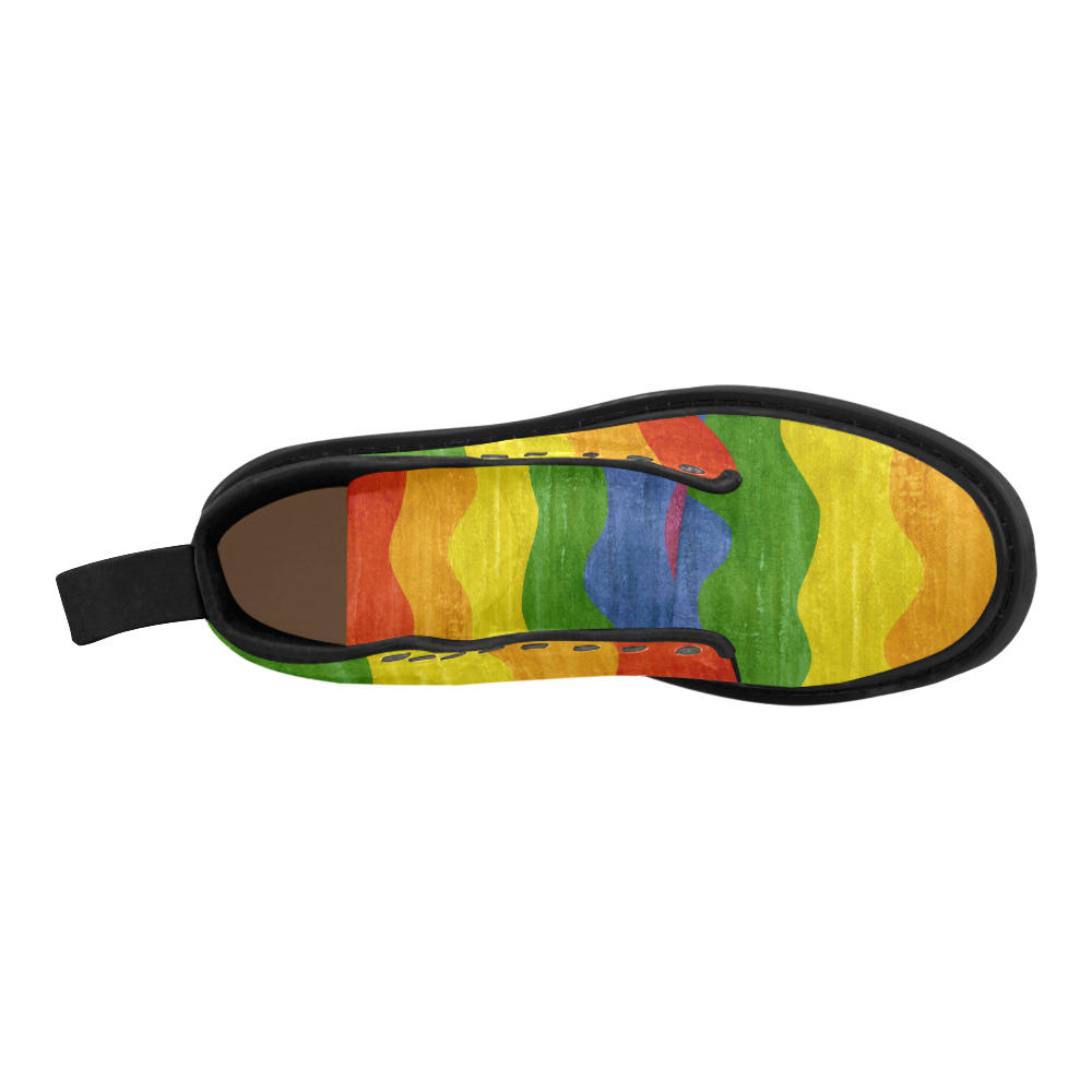 Gay Pride - Rainbow Flag Waves Stripes 3 Martin Boots for Men (Black) (Model 1203H)