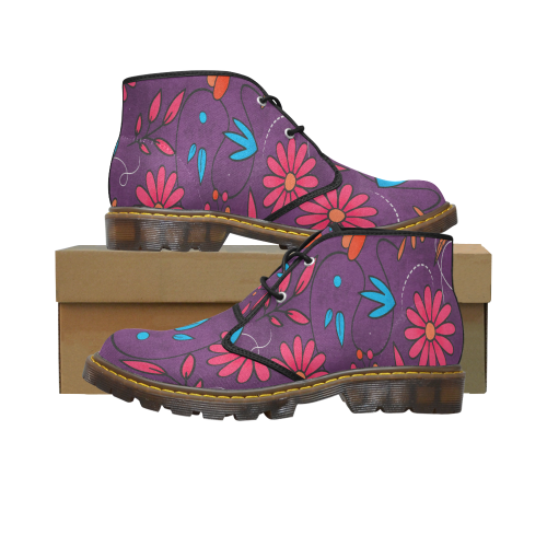 FLORAL DESIGN 3 Women's Canvas Chukka Boots/Large Size (Model 2402-1)