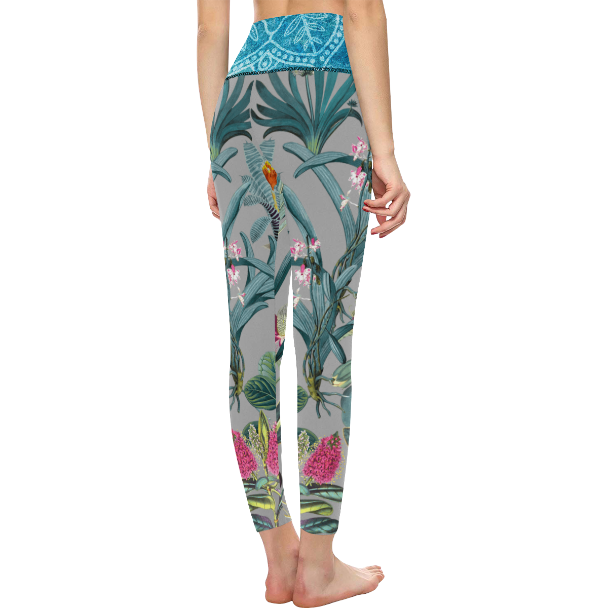 Ocean Waist Floral Legs Women's All Over Print High-Waisted Leggings (Model L36)
