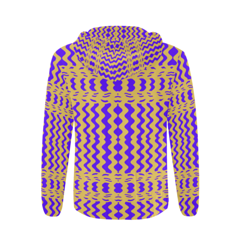 Purple Yellow Modern  Waves Lines All Over Print Full Zip Hoodie for Men (Model H14)