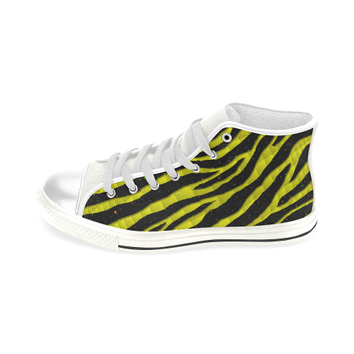 Ripped SpaceTime Stripes - Yellow Men’s Classic High Top Canvas Shoes (Model 017)