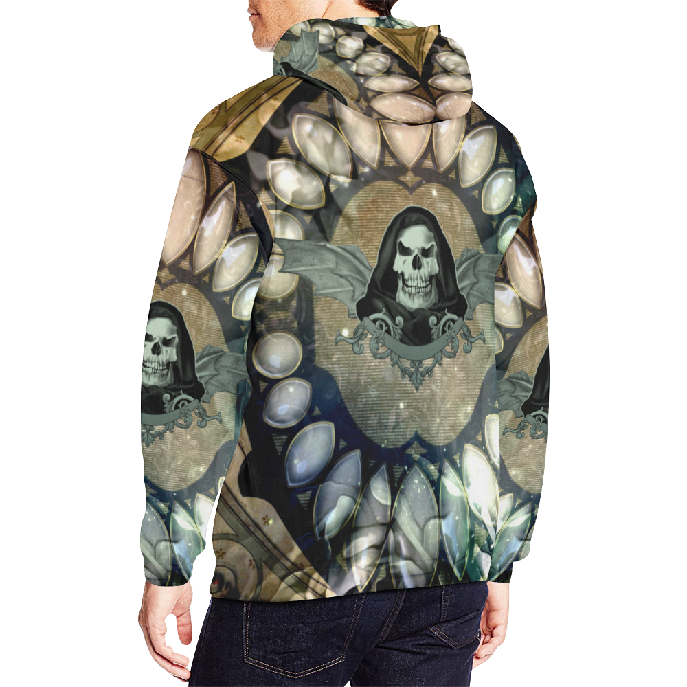 Awesome scary skull All Over Print Hoodie for Men/Large Size (USA Size) (Model H13)