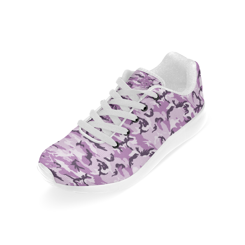 Woodland Pink Purple Camouflage Kid's Running Shoes (Model 020)