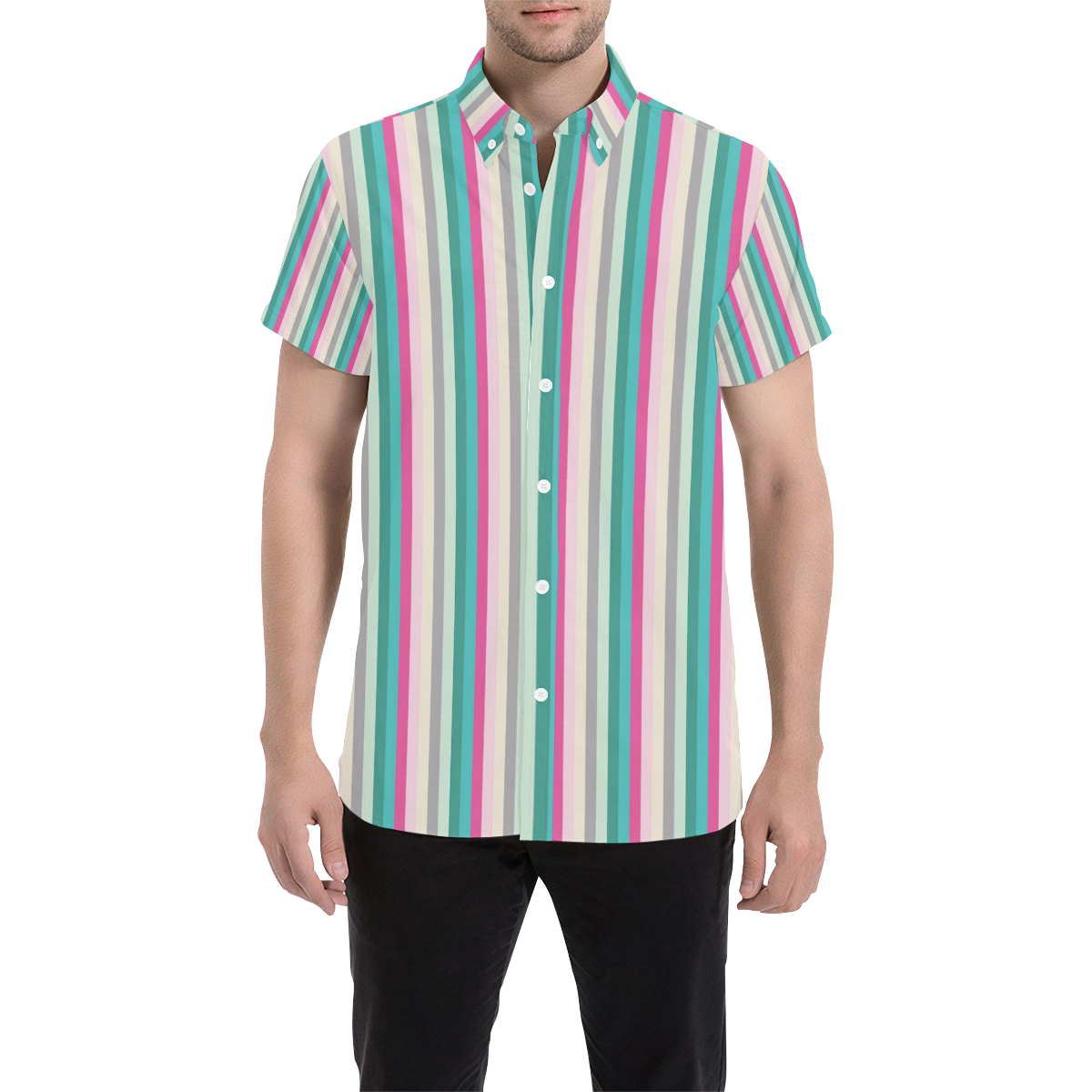 Fun Stripes 1 Men's All Over Print Short Sleeve Shirt (Model T53)