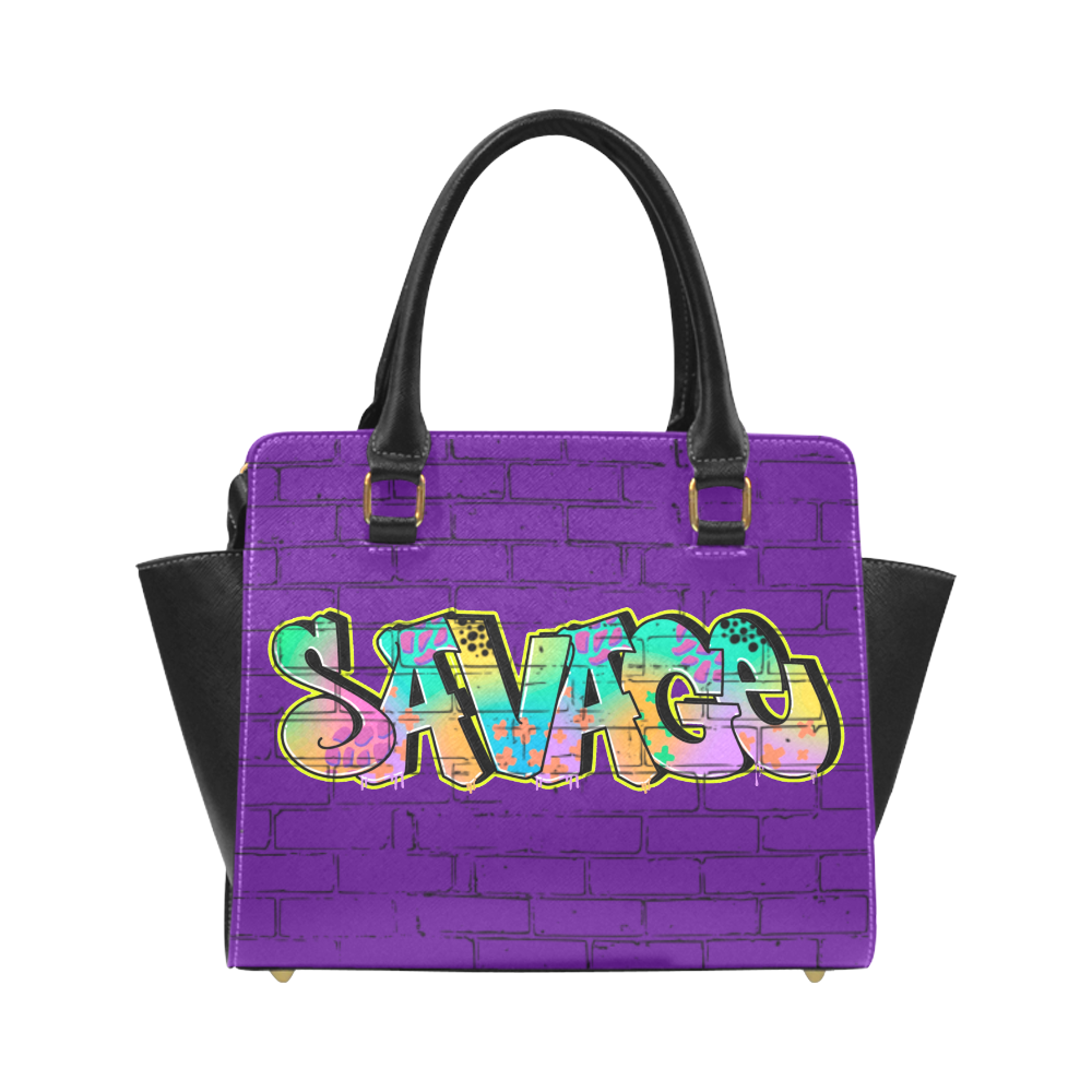 Savage Graffiti Brick Purple Classic Shoulder Handbag (Model 1653)