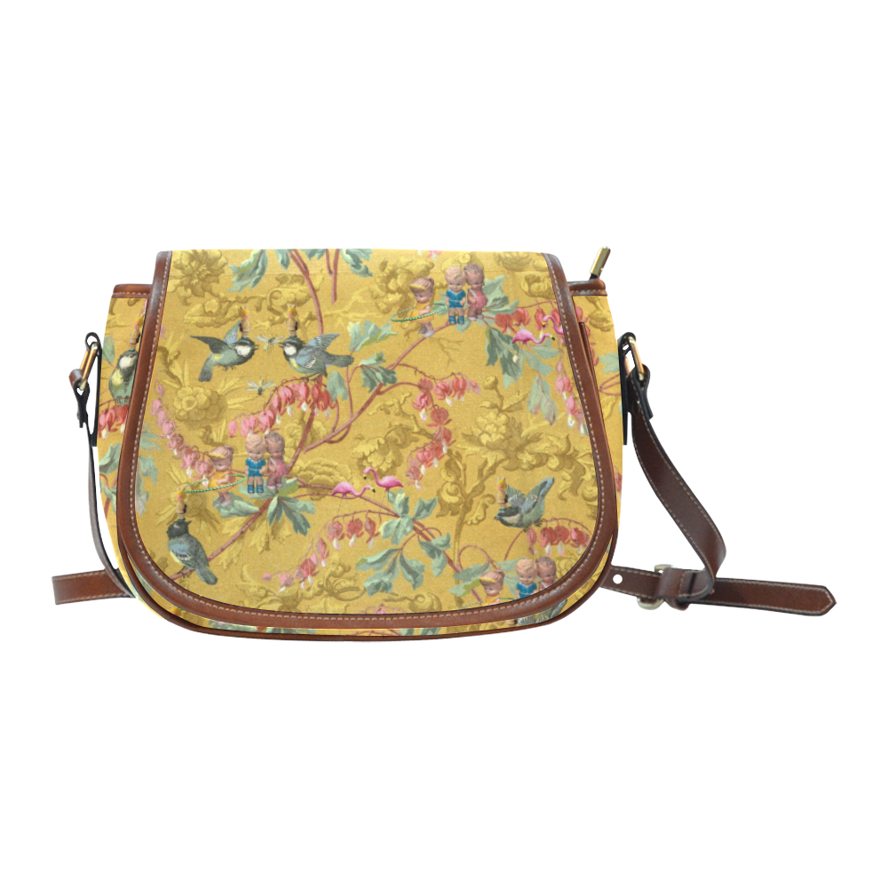 Hooping in the Spring Garden Saddle Bag/Small (Model 1649) Full Customization