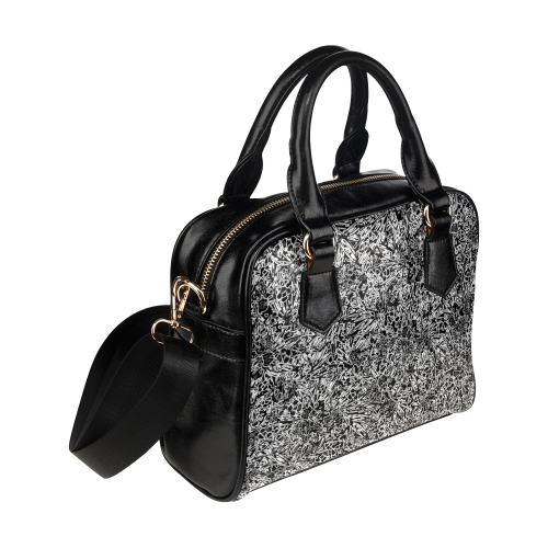 black and white Abstract Pattern Shoulder Handbag (Model 1634)
