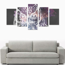 Cosmic Owl - Galaxy - Hipster Canvas Print Sets C (No Frame)