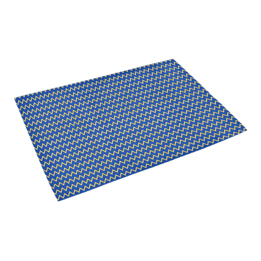 chevron Jaune/Bleu Azalea Doormat 24" x 16" (Sponge Material)