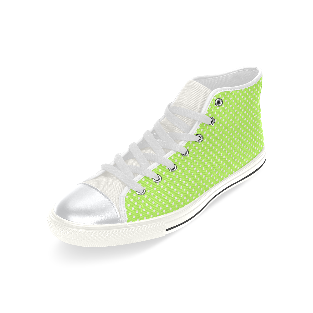 Mint green polka dots High Top Canvas Shoes for Kid (Model 017)