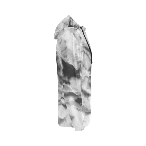 Marble Black and White Pattern All Over Print Full Zip Hoodie for Women (Model H14)