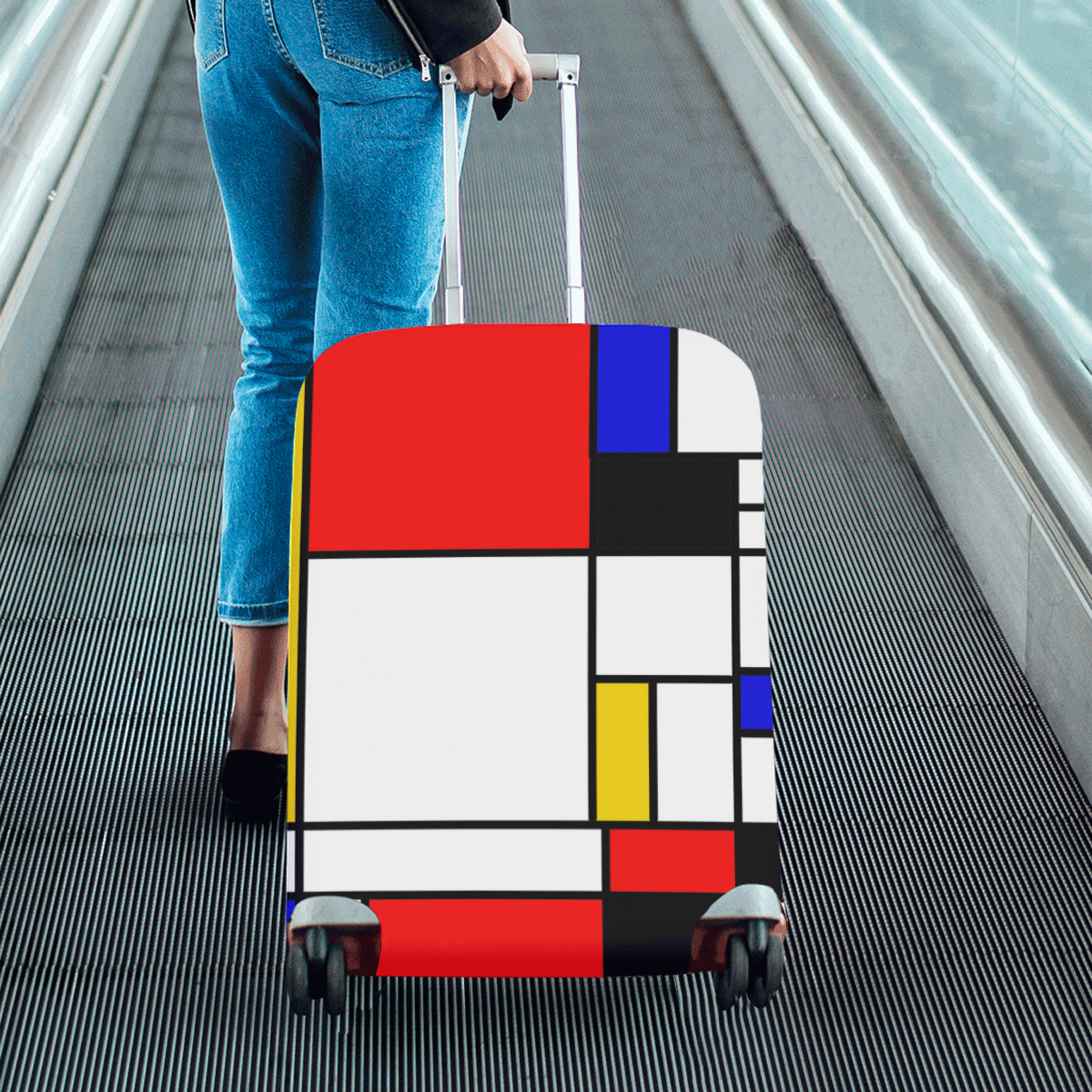 Bauhouse Composition Mondrian Style Luggage Cover/Medium 22"-25"