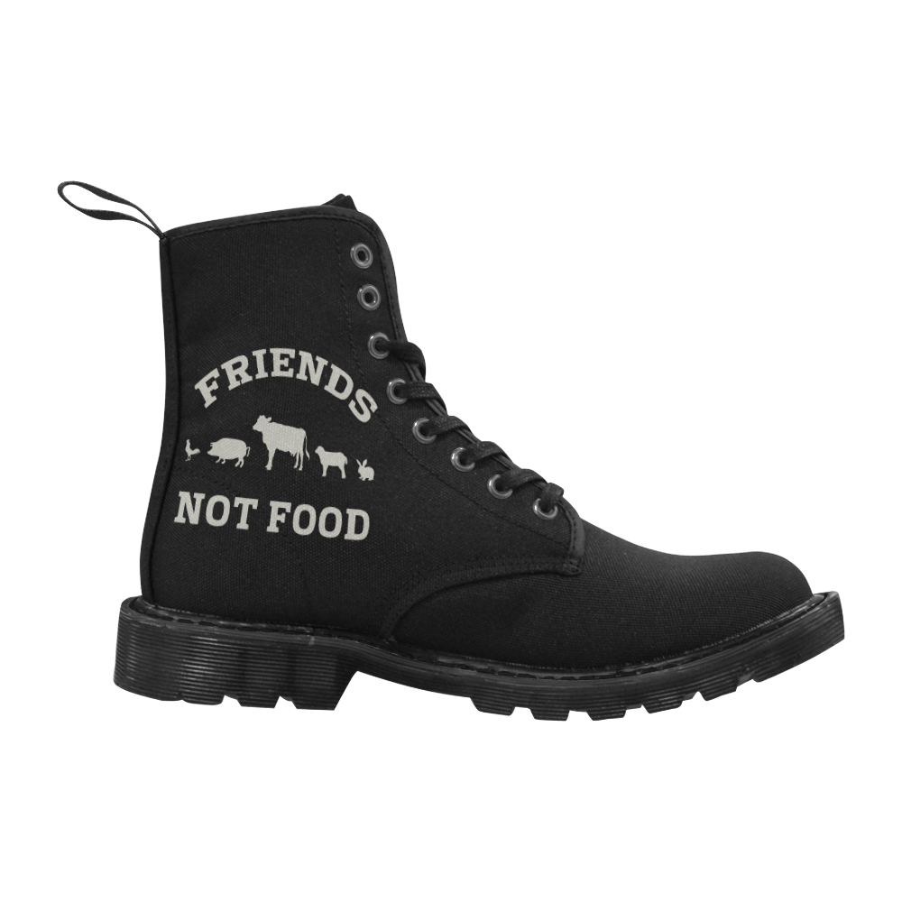 Friends Not Food (Go Vegan) Martin Boots for Men (Black) (Model 1203H)