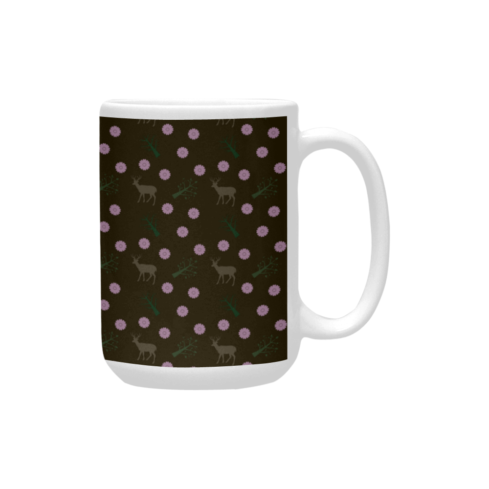 brown deer trees pattern Custom Ceramic Mug (15oz)
