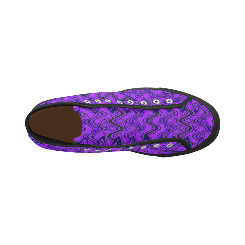 Purple and Black Waves pattern design Vancouver H Men's Canvas Shoes/Large (1013-1)