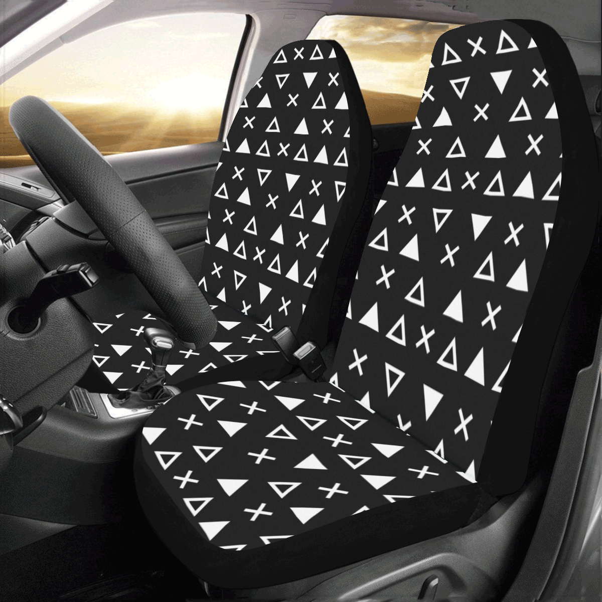 Geo Line Triangle Car Seat Covers (Set of 2)