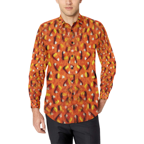 Halloween Candy Corn by Artdream Men's All Over Print Casual Dress Shirt (Model T61)